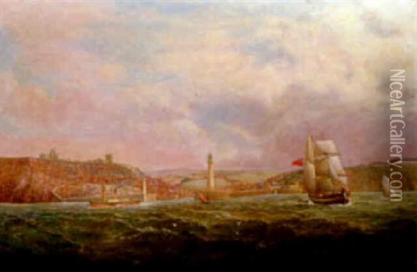 A View Of Whitby From The Sea Oil Painting - Thomas Dove