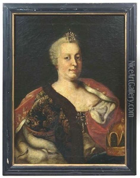 Portrait Der Kaiserin Maria Theresia (+ Portrait Eines Mannes; 2 Works) Oil Painting - Joseph Wannenmacher