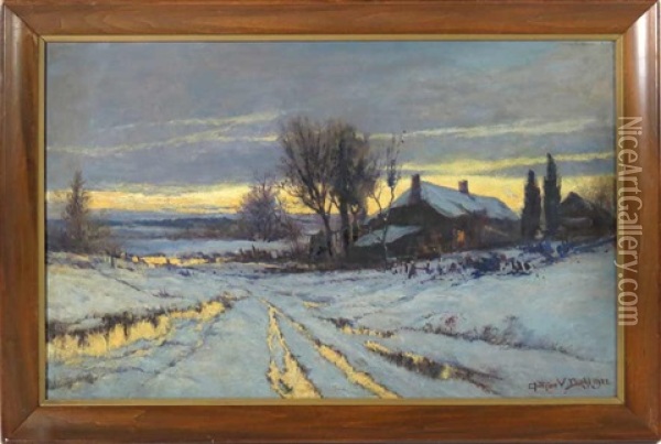 Twilight Winter Scene Oil Painting - Arthur Vidal Diehl