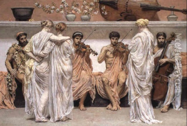 The Quartet; A Painter's Tribute To The Art Of Music Oil Painting - Albert Joseph Moore