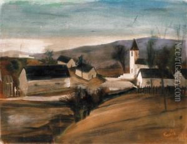 Hungarian Landscape (memory-trace) Oil Painting - Etienne Farkas