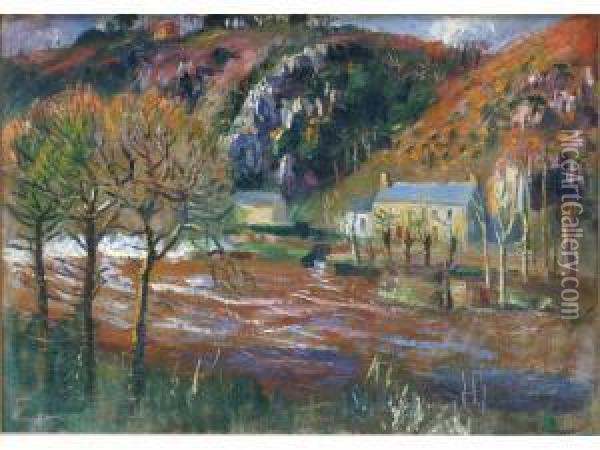 Paysage Au Torrent Oil Painting - Raymond Louis Lecourt