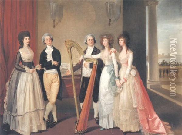 Portrait Of Henry Vansittart And His Family Oil Painting - Thomas Hickey