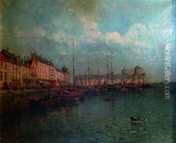 Les Bateaux Dans Le Port D'ostende Oil Painting - Gustave Mascart