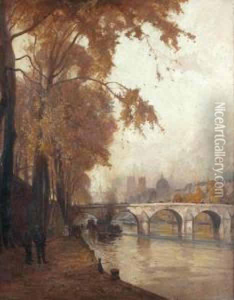 Autumn In Paris Oil Painting - Albert Henry Fullwood