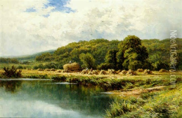 Harvesting On The Avon Oil Painting - Henry H. Parker