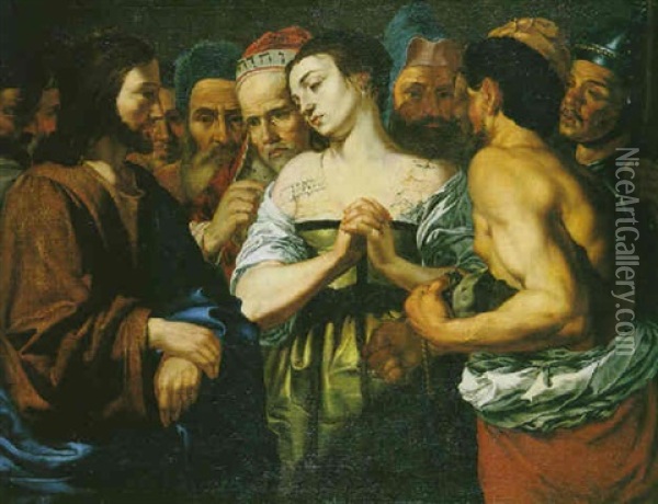 Christus Und Die Ehebrecherin Oil Painting - Louis (Ludovico) Finson