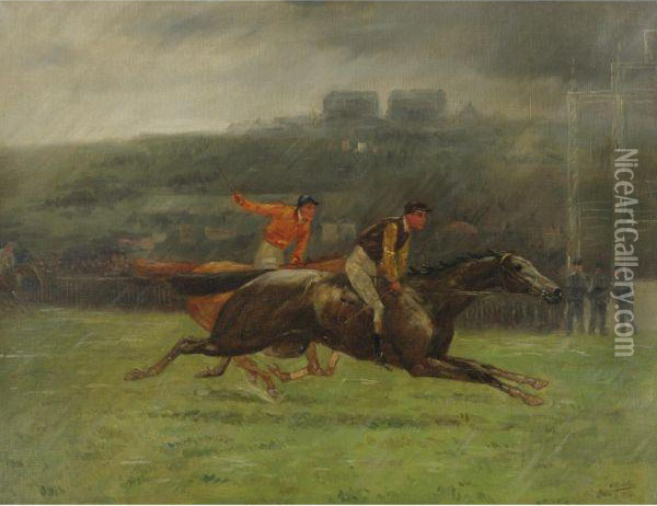 Finishing In The Rain Oil Painting - G.D. Giles