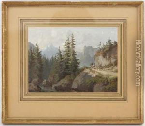 Paysage De Montagne Anime Oil Painting - Antony Viot