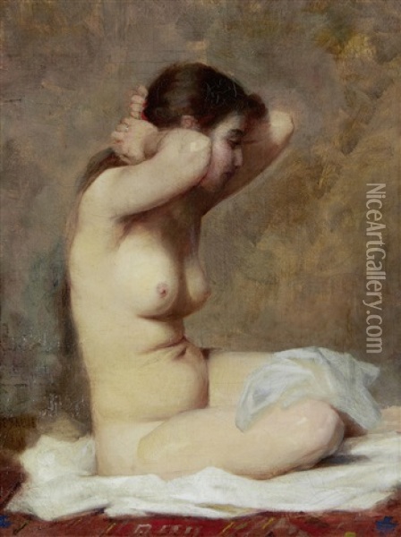 Female Nude Oil Painting - Alphonse Debaene