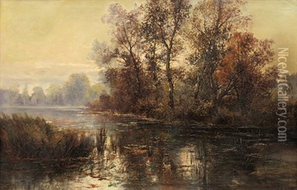 Autumn Landscape Oil Painting - Marie-Victor-Emile Isenbart