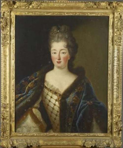 Portrait De Femme Au Manteau Bleu Oil Painting - Pierre Mignard the Elder