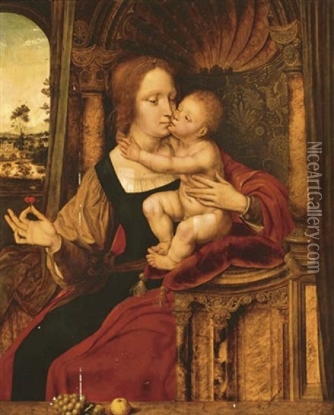 The Madonna Of The Cherries Oil Painting - Quentin Massys the Elder
