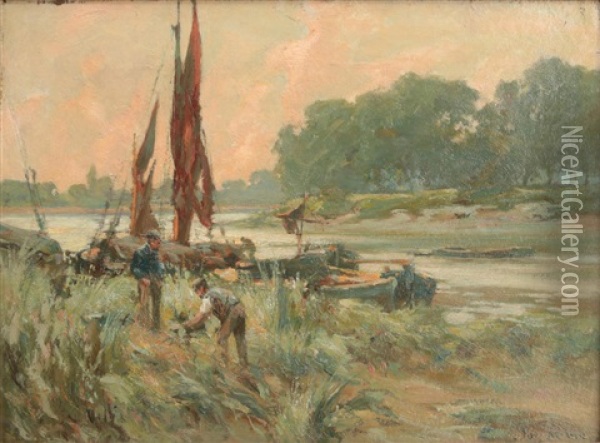Clearing The Reeds Oil Painting - Joe Milne