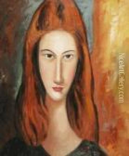 Portrait Of Jeanne Hebuterne Oil Painting - Amedeo Modigliani