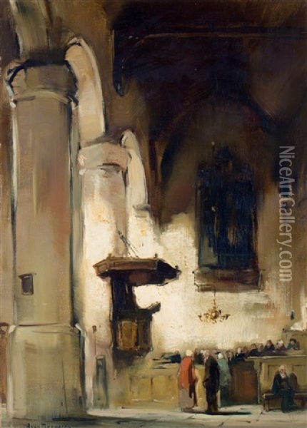 Kerkgangers Oil Painting - Han Van Meegeren