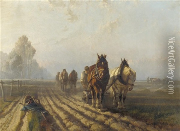 Spring Ploughing Oil Painting - Alfred Eduard Agenor de Bylandt