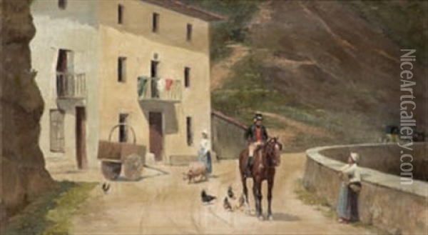 Jinete A Caballo Oil Painting - Luis Martinez Vargas Machuca