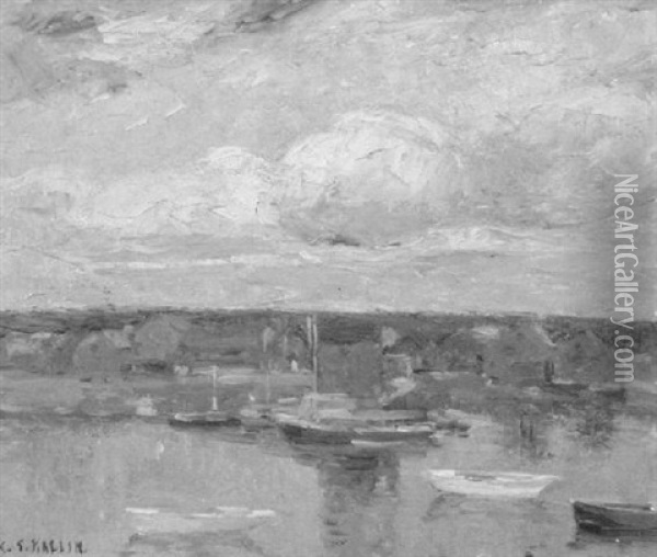 Boats In A Harbor Oil Painting - Charles Salis Kaelin