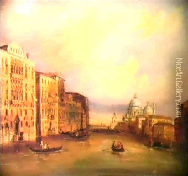 Canal Grande A Venezia Oil Painting - Carlo Grubacs