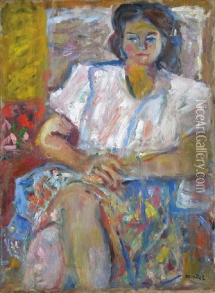 Femme Assise Oil Painting - Andre Blondel (Aleksander Blonder)