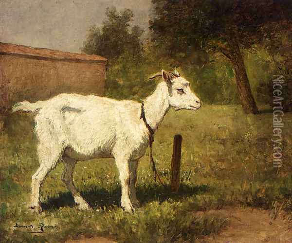 A Goat In A Meadow Oil Painting - Henriette Ronner-Knip