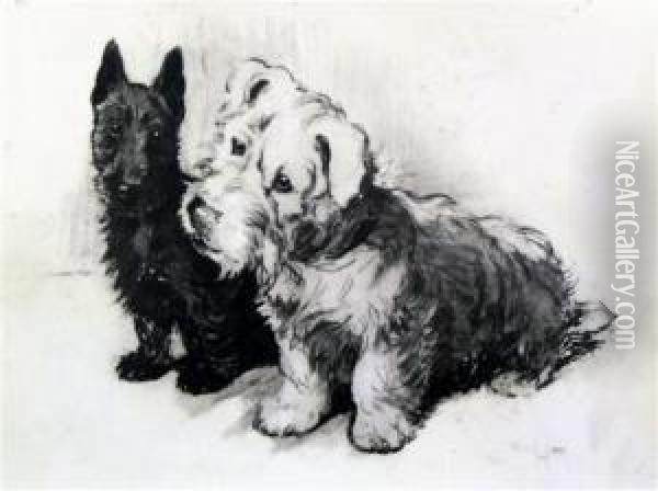 Two Terriers Oil Painting - Cecil Charles Aldin