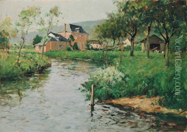 A House On The River Oil Painting - Paul Emile Lecomte
