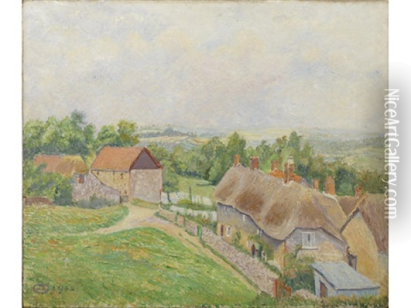 Phippens Cottage, Hewood Green Oil Painting - Lucien Pissarro