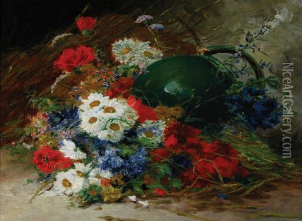 Overturned Vase Of Flowers Oil Painting - Eugene Henri Cauchois