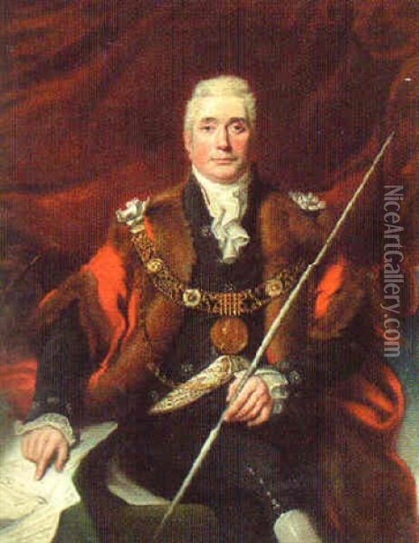 Portrait Of John Cash, Lord Mayor Of Dublin, Wearing Chain Of Office Oil Painting - Thomas Cooley