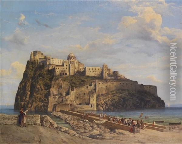 Castello Aragonese (ischia) Oil Painting - Ludwig Franz Karl Bohnstedt