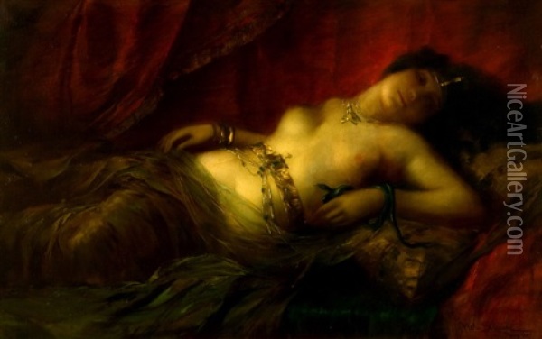 Kleopatra Oil Painting - Vlacho Bukovac