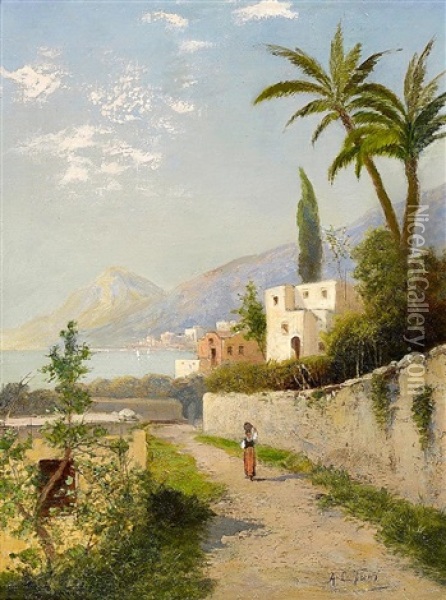 Kustenstrase In Suditalien Oil Painting - Georg Fischhof