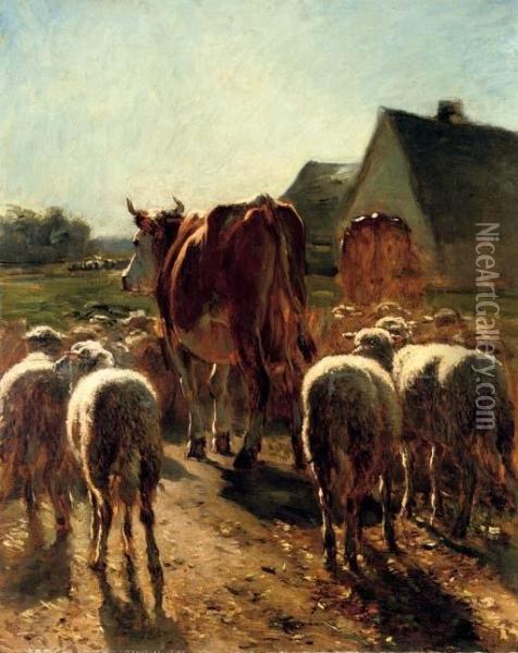 Return Of The Flock (retour De Troupeau) Oil Painting - Constant Troyon