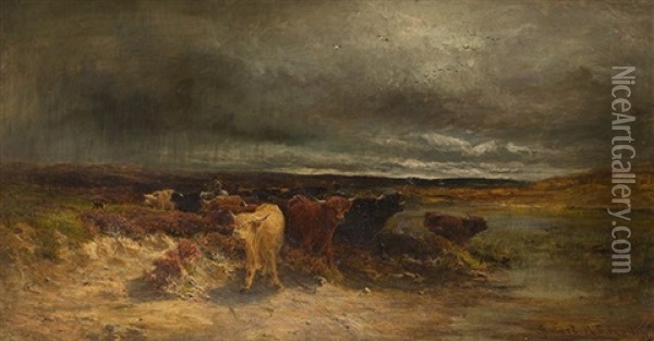 Paisaje Con Ganado, 1872 Oil Painting - John Smart IV