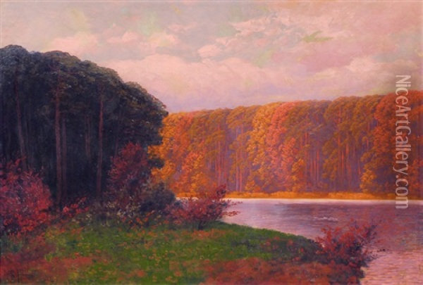 Evening In The Autumn Oil Painting - Rudolf Hellgrewe