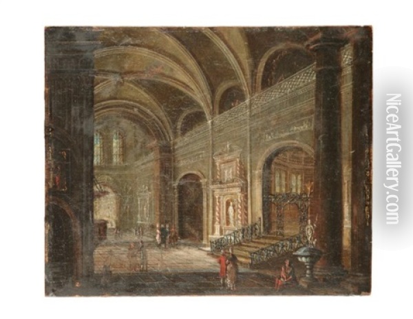 Interieur D'eglise Oil Painting - Christian Stoecklin