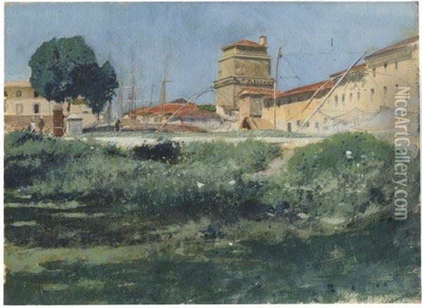 Veduta Di Livorno Oil Painting - Adolf Hiremy-Hirschl