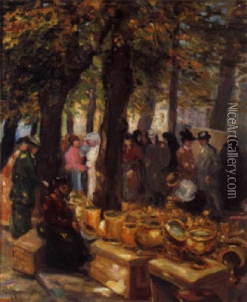 Fleamarket Oil Painting - Frank Milton Armington