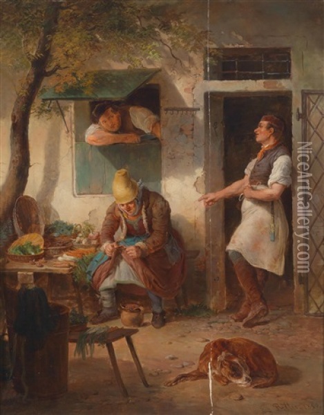 Vor Dem Haus Oil Painting - Eduard Ritter