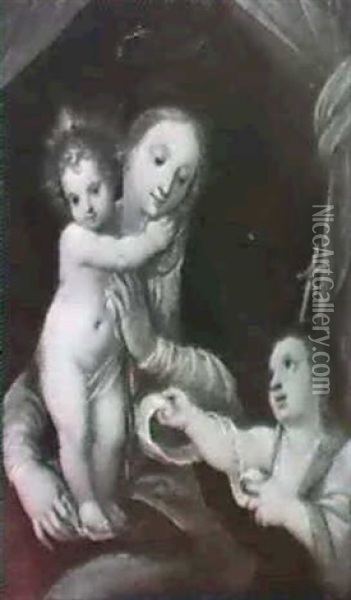 Madonna Col Bambino E San Giovannino Oil Painting - Hendrik van Balen the Elder