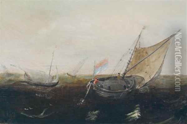 Fischerboote Auf Bewegter See Oil Painting - Hendrik Cornelisz Vroom