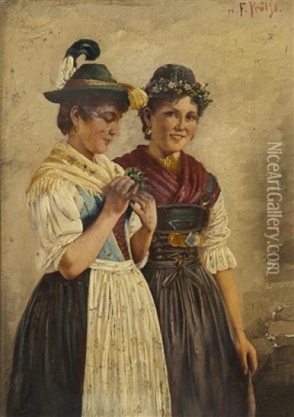 Two Women Oil Painting - Friedrich Proelss