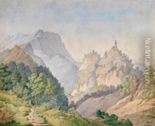 Veduta Di Karlstein Oil Painting - August Schaeffer von Wienwald