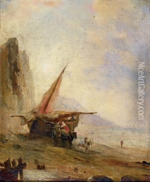 Retour De Peche, Chargement De La Charrette Oil Painting - Baron Jean Antoine Theodore Gudin