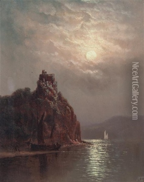 Moonlit Ships Oil Painting - Charles Henry Gifford