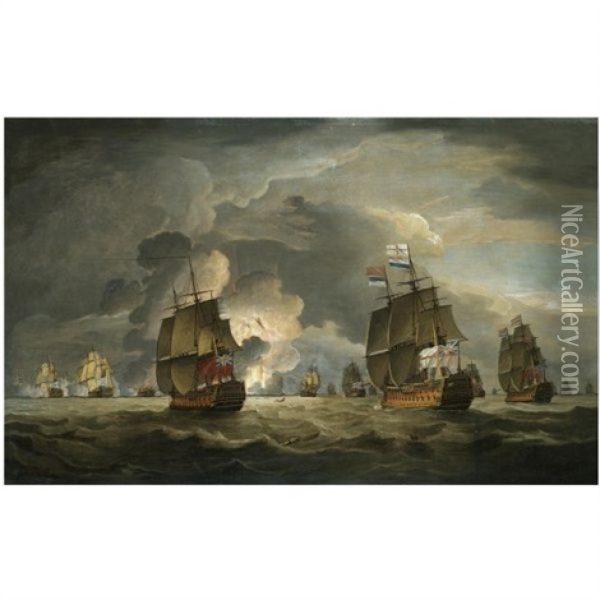The Destruction Of The "santo Domingo", The Battle Of Cape St. Vincent, 16th January 1780 Oil Painting - Thomas Luny