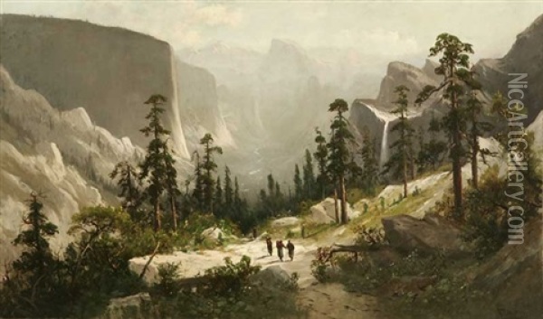 Panoramic View Of Yosemite Valley Oil Painting - Frederick Ferdinand Schafer