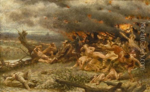 Massacre Of The Adamites Oil Painting - Frantisek (Franz) Zenisek